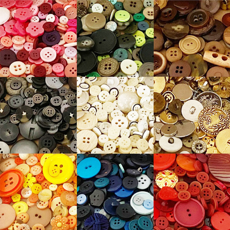 Vintage and new buttons, sorted by colour, sold by weight