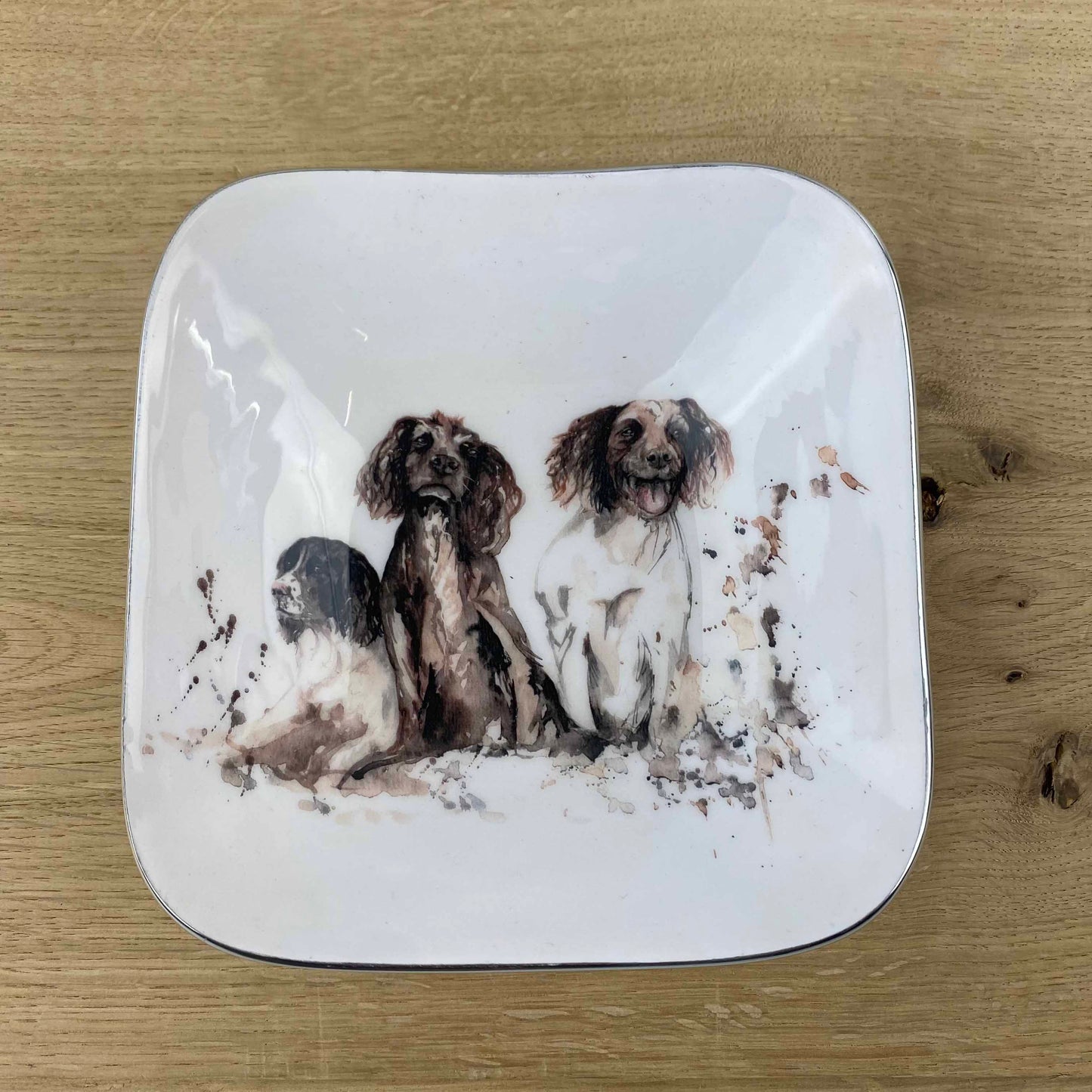 Spaniels Square Bowl by Tilnar Arts, fair trade producer, India