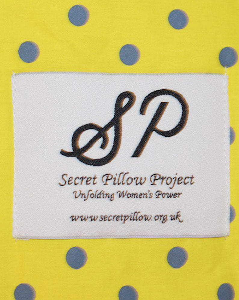 Rickshaw City Yellow Secret Pillow with GREY lining - a pillow that unfolds into a blanket