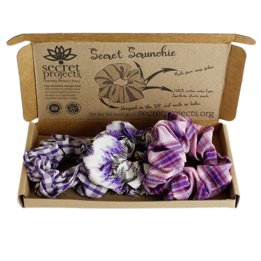 Scrunchie Gift Box - 3 Adult Scrunchies - Adult - The Purple Box