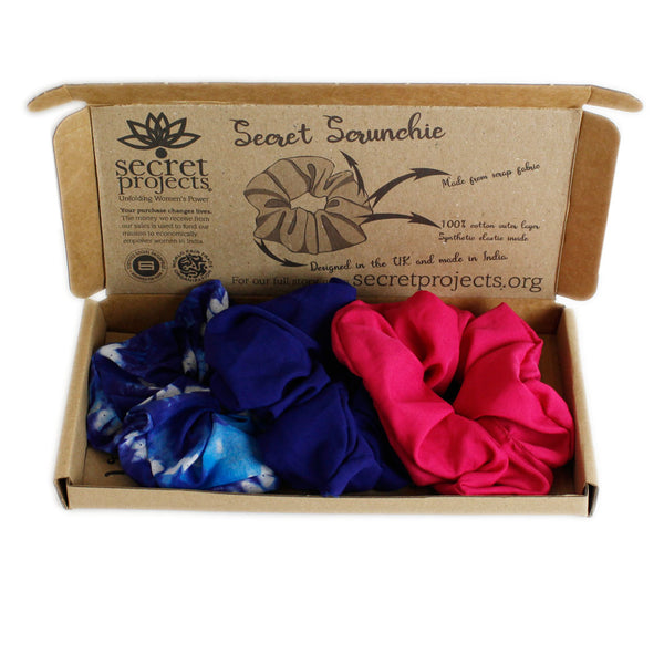 Scrunchie Gift Box - 3 Adult Scrunchies - The Pink & Blue Box – Secret ...