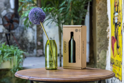 Kilua - dark green carafe upcycled in Zanzibar from waste glass bottles