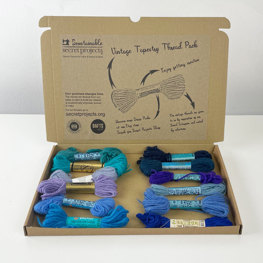 Blues & Purples Vintage Tapestry Threads Scrap Pack – Secret Projects ...