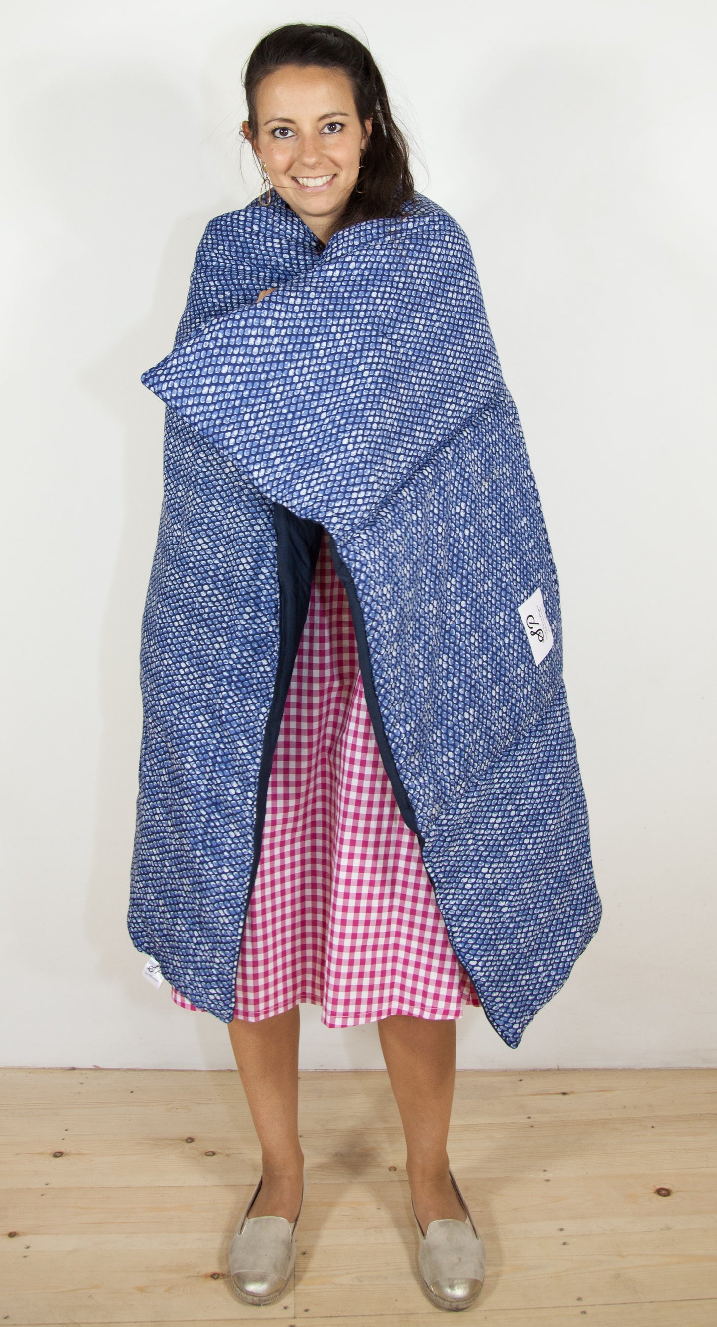Blue Stem and Petal Secret Pillow- a pillow that unfolds into a blanket