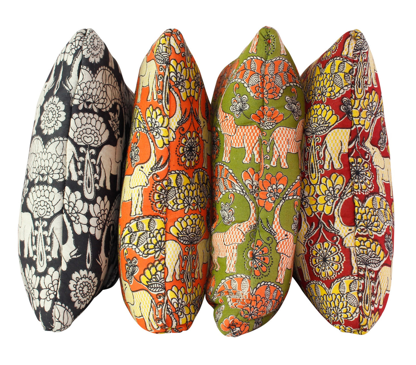 Elephants in Festival Avocado Secret Pillow - a pillow that unfolds into a blanket