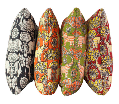 Elephants in Festival Avocado Secret Pillow - a pillow that unfolds into a blanket