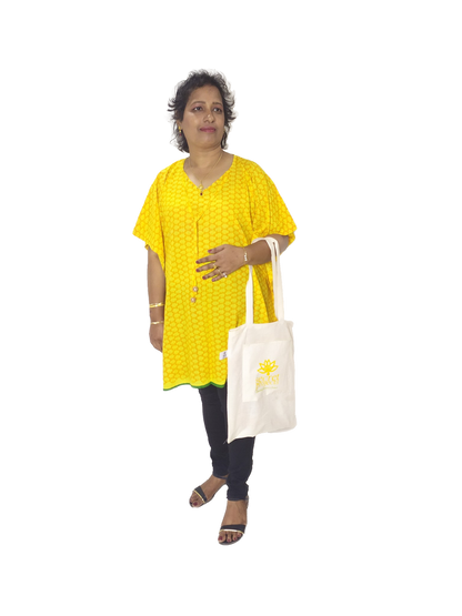 Yellow corn Kimono with tote bag