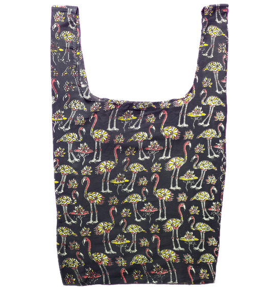 Flock of Flamingos Black Secret Shopping Bag
