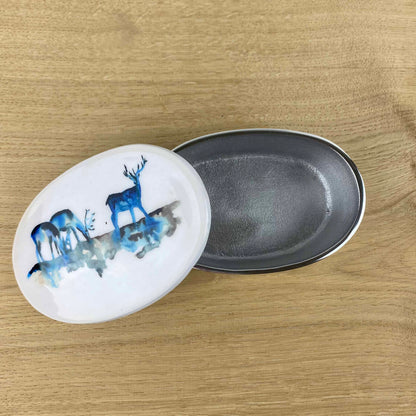 Blue Stag Trinket Pot by Tilnar Arts, fair trade producer, India