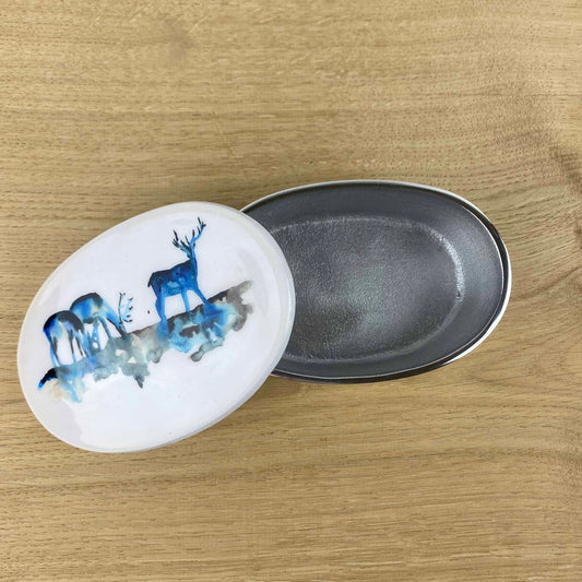 Blue Stag Trinket Pot by Tilnar Arts, fair trade producer, India