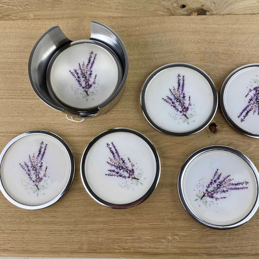Heather Coasters set of 6 by Tilnar Arts, fair trade producer, India