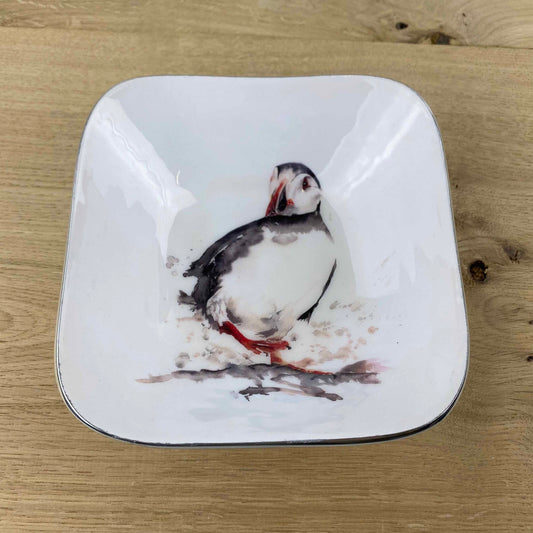 Puffin Square Bowl by Tilnar Arts, fair trade producer, India